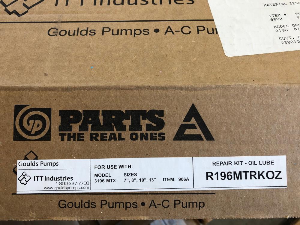 Lot of (4) ITT Goulds 3196 MTX Oil Lube MTI Repair Kits #R196MTRKOZ